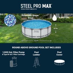 Bestway Steel Pro MAX 13' X 48" Above Ground Pool, Round Metal Frame Outdoor Swimming Pool Set With Filter Pump, Ladder, And Cov