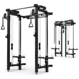 Folding Squat Rack, Wall Mounted Power Rack with Cable Crossover Machine & LAT Pull Down, Functional Trainer with 5, Customized