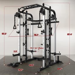 Smith Machine, Multifunctional Power Cage Rack with Smith Bar and Cable Pulley System, and LAT Pull Down Machine, Customized