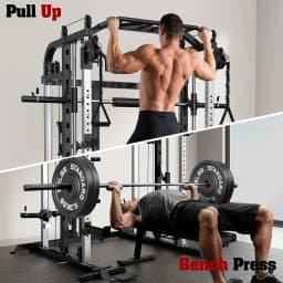 Smith Machine, Multifunctional Power Cage Rack with Smith Bar and Cable Pulley System, and LAT Pull Down Machine, Customized