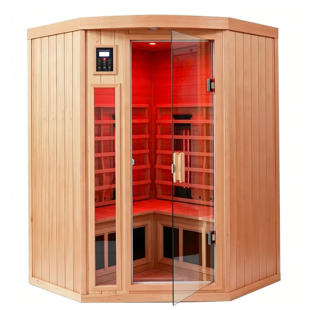 Low EMF Infrared Sauna for 2-3 Person Home Corner Use, Indoor Wooden Spa Room, Custom