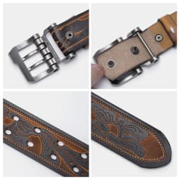2024 BISON DENIM Men Belts Cow Split Genuine Leather Pin Buckle Business Waist Straps Retro Pin Buckle Fancy Male Belt For Jeans