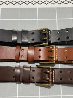 3.8cm Wide Vintage Men's Belt Cowhide Genuine Leather Belt Copper Double Needle Buckle Handmade Jeans Belt Fashion Male Strap