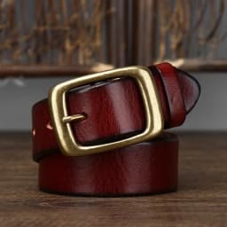 3.3Cm Width Copper Buckle Men's Cowskin Leather Belt Leather Retro Handmade Belt Male Luxury Belt For Jeans Wide Belt Men's Gift