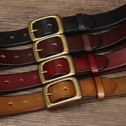 3.3Cm Width Copper Buckle Men's Cowskin Leather Belt Leather Retro Handmade Belt Male Luxury Belt For Jeans Wide Belt Men's Gift