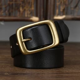 3.3Cm Width Copper Buckle Men's Cowskin Leather Belt Leather Retro Handmade Belt Male Luxury Belt For Jeans Wide Belt Men's Gift