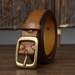 3.3Cm Width Copper Buckle Men's Cowskin Leather Belt Leather Retro Handmade Belt Male Luxury Belt For Jeans Wide Belt Men's Gift