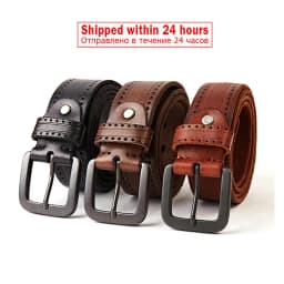 MEDYLA Natural Leather Belt Men's Hard Metal Matte Buckle Men's Original Leather Belt 105-150cm Jeans Belt Screw Accessories