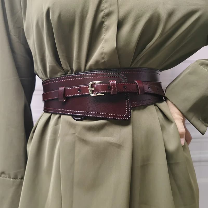 Real Leather Wide Waistband Fashion Versatile Decoration Waist Accessories Women's Waist Seal Dress Coat Pure Cowhide Belts