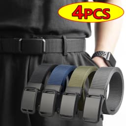 Men's Belt Tactical Canvas Automatic Metal Buckle Belt Durable Casual Outdoor Hunting Waist Adventure Training Jeans Pants Belt