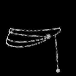 Women Fashion Belt Hip High Waist Gold Silver Narrow Metal Chain Chunky Fringes Crystal Diamond Waist Chain Corset Chain Belt