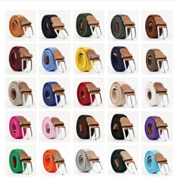 107/120/130cm Canvas Belts Fashion Metal Pin Buckle Strap Elastic Expandable Braided Stretch Pants Jeans Belt for Women and Men