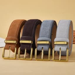 Women's 3.5cm wide waist belt, suede belt. Retro style gold buckle men's belt, suitable for dresses and jeans, unisex belt
