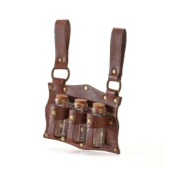 Medieval belt, glass magic bottle with bottle cover, copper coin waist bag set, Halloween costume belt prop
