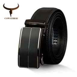 COWATHER New Arrival cow genuine leather men's belt cowhide strap for male automatic buckle belts for men alloy buckle belts