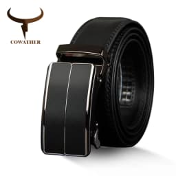 COWATHER New Arrival cow genuine leather men's belt cowhide strap for male automatic buckle belts for men alloy buckle belts