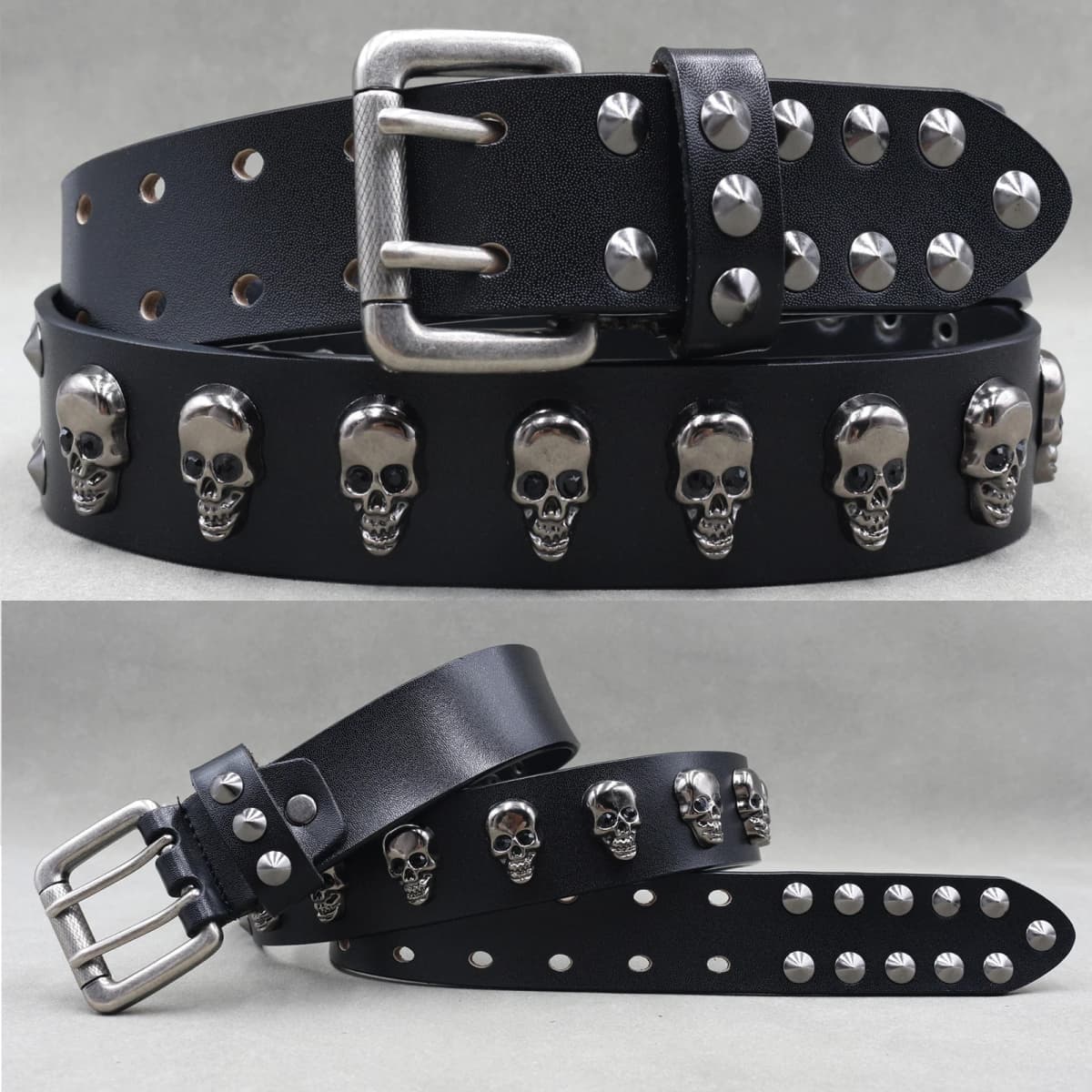 Designer Brand Belt Men Rivet Real Leather Pin Belt Male Black Rock Genuine Leather Cowhide Luxury Punk Belt Jeans