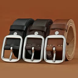 Belt men's leather needle buckle layer genuine cowhide stainless steel buckle men's belt youth casual handmade jeans belt