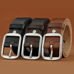 Belt men's leather needle buckle layer genuine cowhide stainless steel buckle men's belt youth casual handmade jeans belt