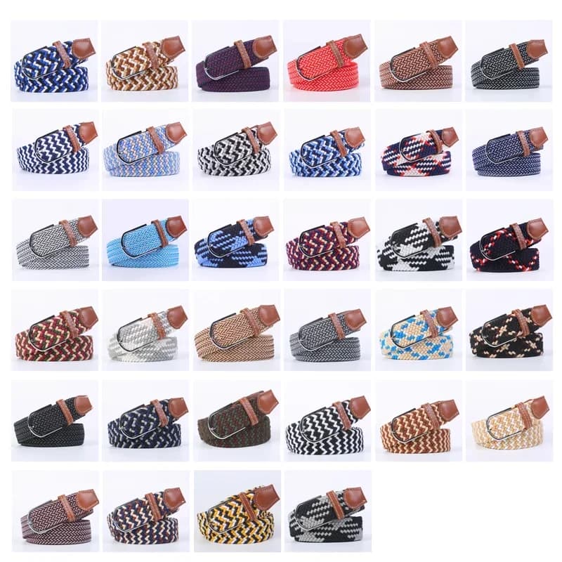 New Women's Men's Canvas Belt High Quality Elastic Casual Woven Waist Strap Needle Buckle Belts for Men Women 107/120/130cm