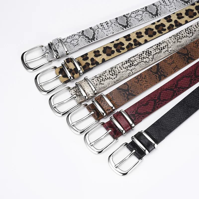 2.8x106cm Fashion Leopard Belt Women Snake Print Waistband PU Leather Pin Buckle Belts for Ladies Female