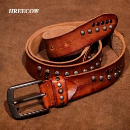 Mens Punk Belt Pin Buckle Genuine Leather Skull Rivet Belt For Man Joker Jeans Designer Exclusive Cowskin Leather Belt For Jeans