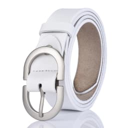 VATLTY 2022 Women's Leather Belt 2.8cm Natural Cowhide Silver Alloy Buckle Thin Belt Female Jeans Trousers Girdles Waistband