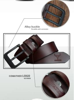 COWATHER male belt for mens high quality cow genuine leather belts 2021 hot sale strap fashion new jeans Black Buckle XF010