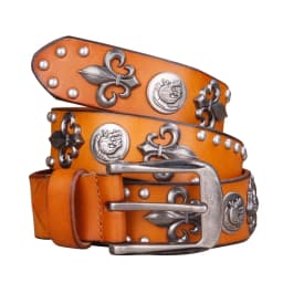 Brand Designer Metal Rivet Cowboy Belt Top Grain 100% Genuine Leather Cowskin Men Belt Punk Rivet Jeans Belts For Men