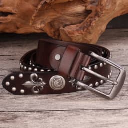 Brand Designer Metal Rivet Cowboy Belt Top Grain 100% Genuine Leather Cowskin Men Belt Punk Rivet Jeans Belts For Men