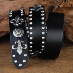 Brand Designer Metal Rivet Cowboy Belt Top Grain 100% Genuine Leather Cowskin Men Belt Punk Rivet Jeans Belts For Men