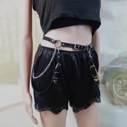 Women Skirt Belt Female Pu Leather Hip Hop Rock Nightclub Sexy Jeans Dress Heart Punk Belt with Metal Waist Chain