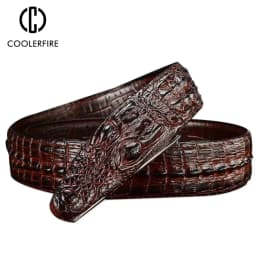 New Men Luxury Belts Snake Buckle Crocodile Patter Genuine Leather Belts for Men High Quality Vintage Brand Jeans Strap ZD2110