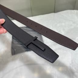 Double-Sided Leather Belt with Letter Buckle T-Shaped Men's Fashionable Genuine Leather Belt Stylish Men's Belt Workwear