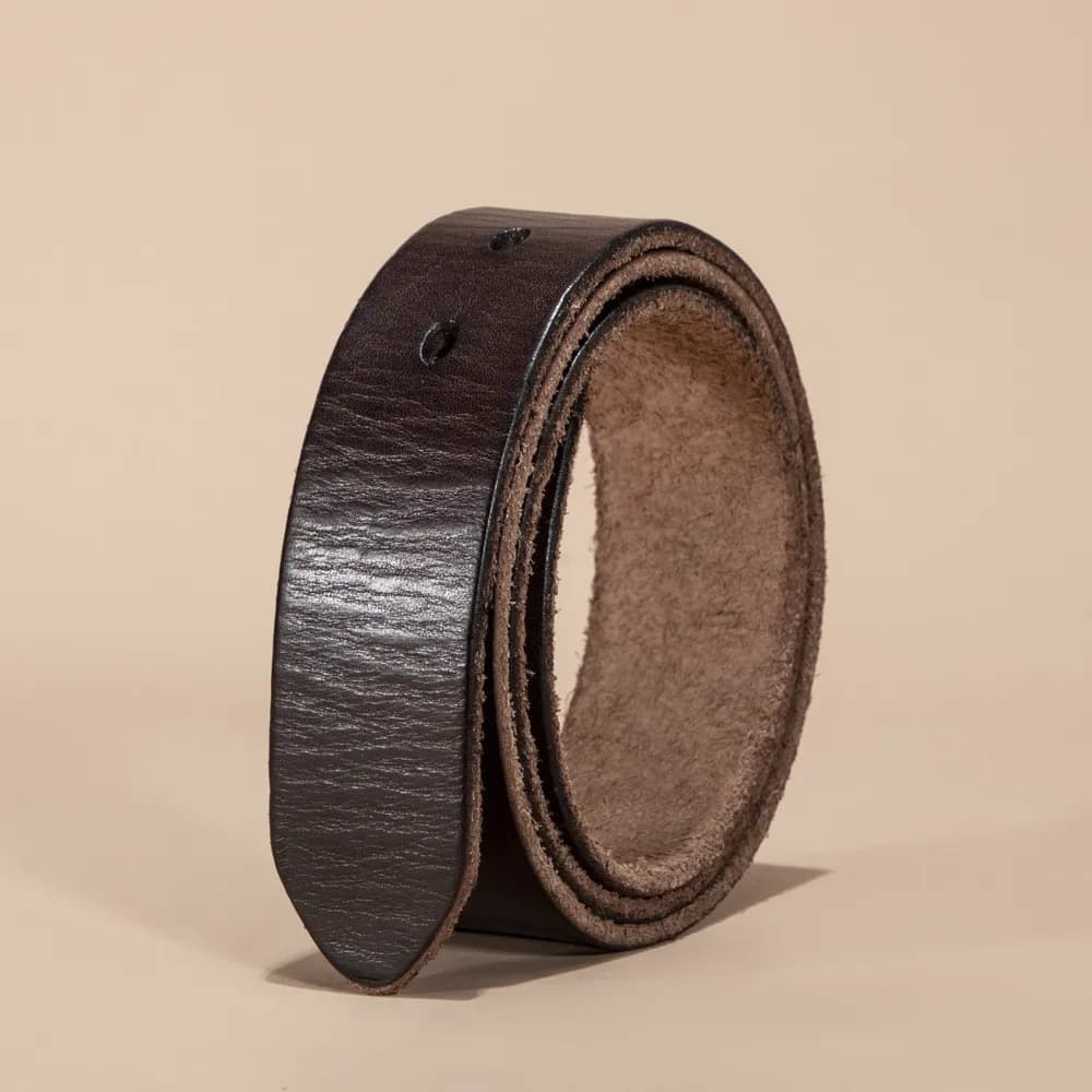 3.8cm Width Male Without Buckle Belts for Men Pin Buckle Hole Strap Cowskin Genuine Leather Strap Male No Buckle Belt for Men