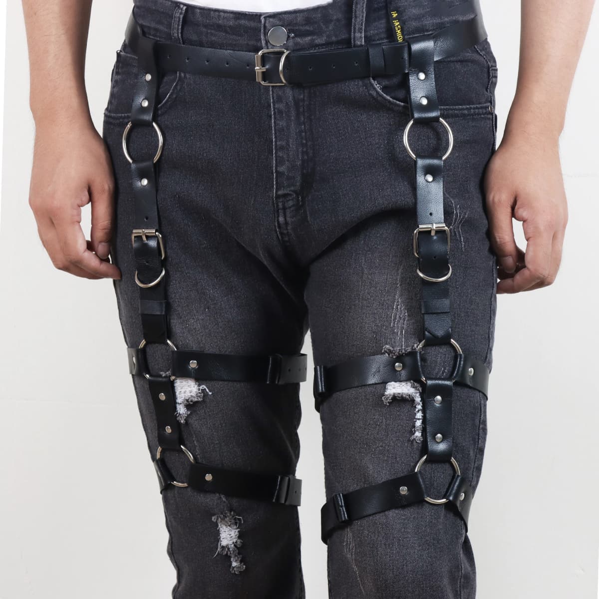 Black Leather Thigh Leg Belt Punk Harness Body Chain Cage Women for Men