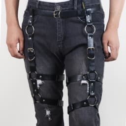 Black Leather Thigh Leg Belt Punk Harness Body Chain Cage Women for Men