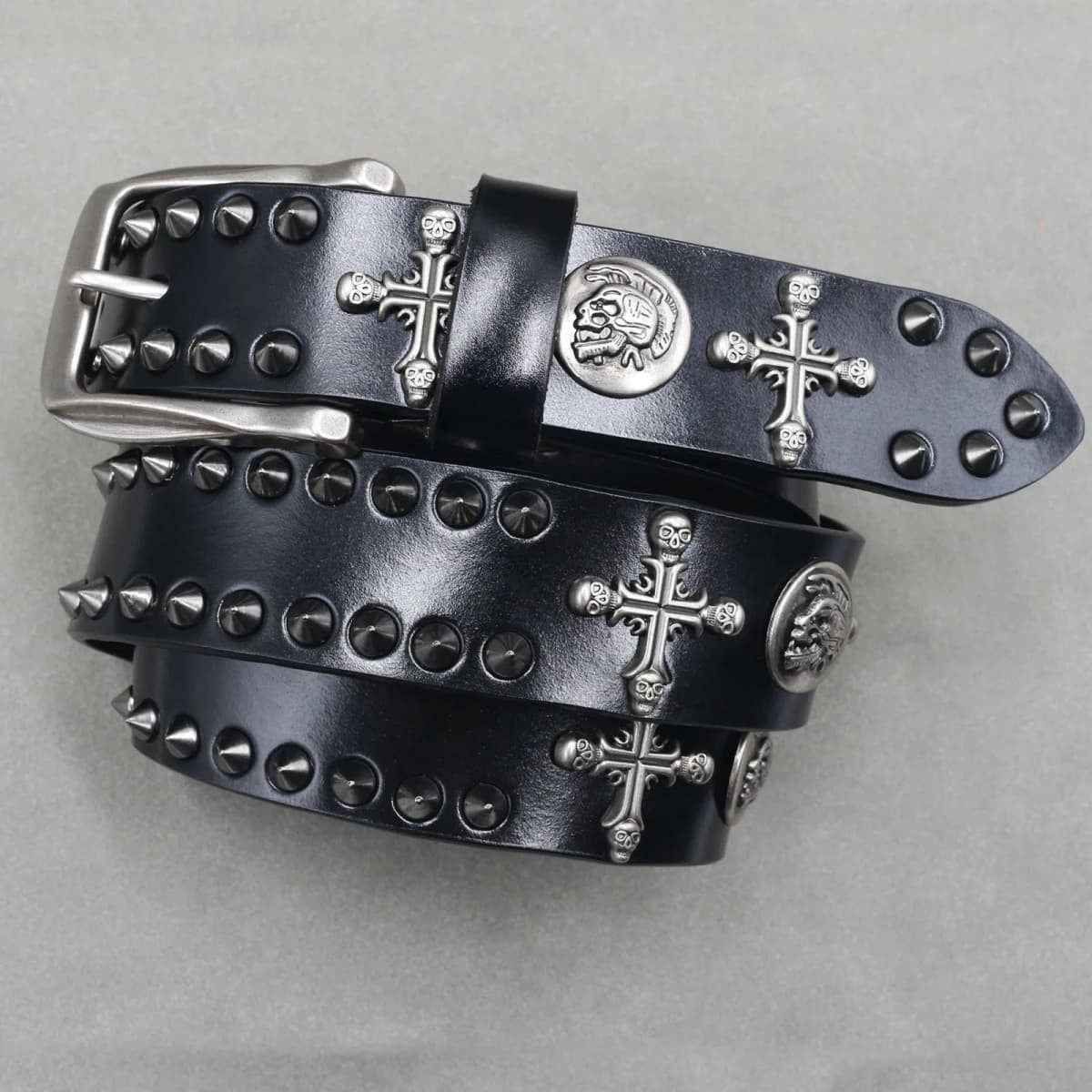 Metal Rivet Cowboy Belt Genuine Leather Cowskin Men Belt Punk Rivet Jeans Belts For Men Ceinture Homme Cinturones Hombre