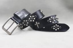 Metal Rivet Cowboy Belt Genuine Leather Cowskin Men Belt Punk Rivet Jeans Belts For Men Ceinture Homme Cinturones Hombre