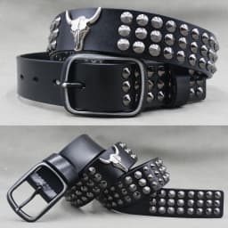 Metal Rivet Cowboy Belt Genuine Leather Cowskin Men Belt Punk Rivet Jeans Belts For Men Ceinture Homme Cinturones Hombre