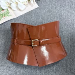 Fashion style corset waist seal women's leather wide waistband dress decorated with cowhide ruffle edge wide waist seal