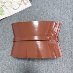 Fashion style corset waist seal women's leather wide waistband dress decorated with cowhide ruffle edge wide waist seal