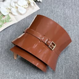 Fashion style corset waist seal women's leather wide waistband dress decorated with cowhide ruffle edge wide waist seal