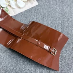 Fashion style corset waist seal women's leather wide waistband dress decorated with cowhide ruffle edge wide waist seal