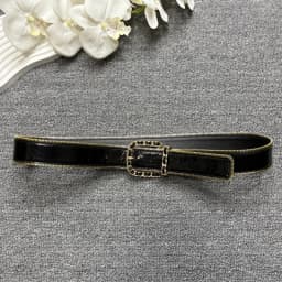 cowhide zipper decorative belt, shiny leather, women's slim waist seal, red belt