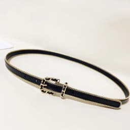 cowhide zipper decorative belt, shiny leather, women's slim waist seal, red belt