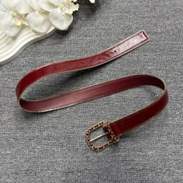 cowhide zipper decorative belt, shiny leather, women's slim waist seal, red belt
