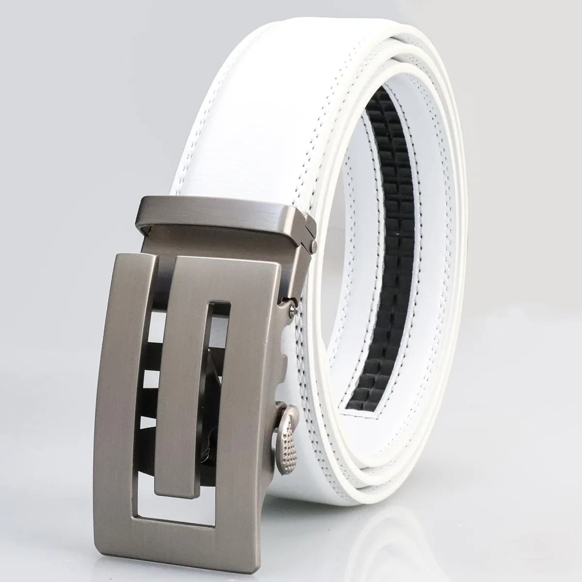 3.5cm New Men's Leather Belt Alloy Automatic Buckle Business Leisure Youth Middle-aged and Elderly Belt Designer Belt for White