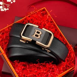 2025 New High Quality Fashion Black B Letter Belt Men's Automatic Buckle 3.5cm Wide Leather Casual Belt Croskin Ceinture Homme