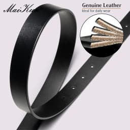 Maikun Genuine Leather Simple Belt For Women All-Match Vintage Gold Pin Buckle Belt Wide Casual Waistband